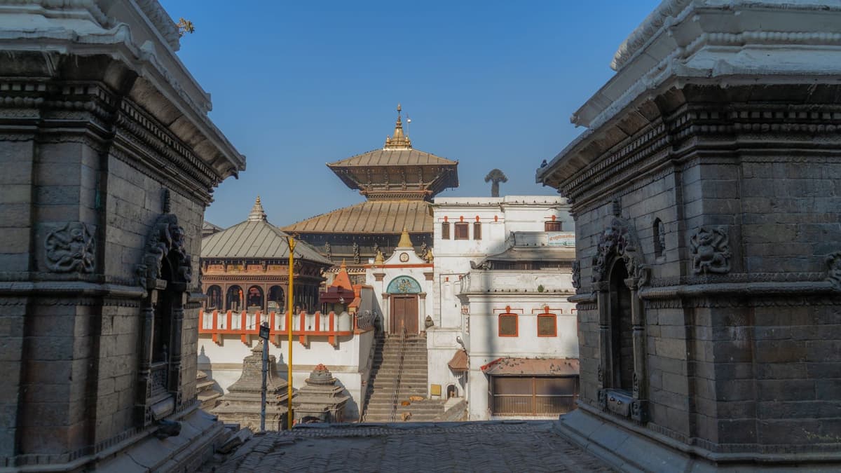 Pashupatinath Temple with its gilded pagoda roof, the most sacred Hindu temple in Nepal and the final stop on the Patan, Boudhanath and Pashupatinath tour.