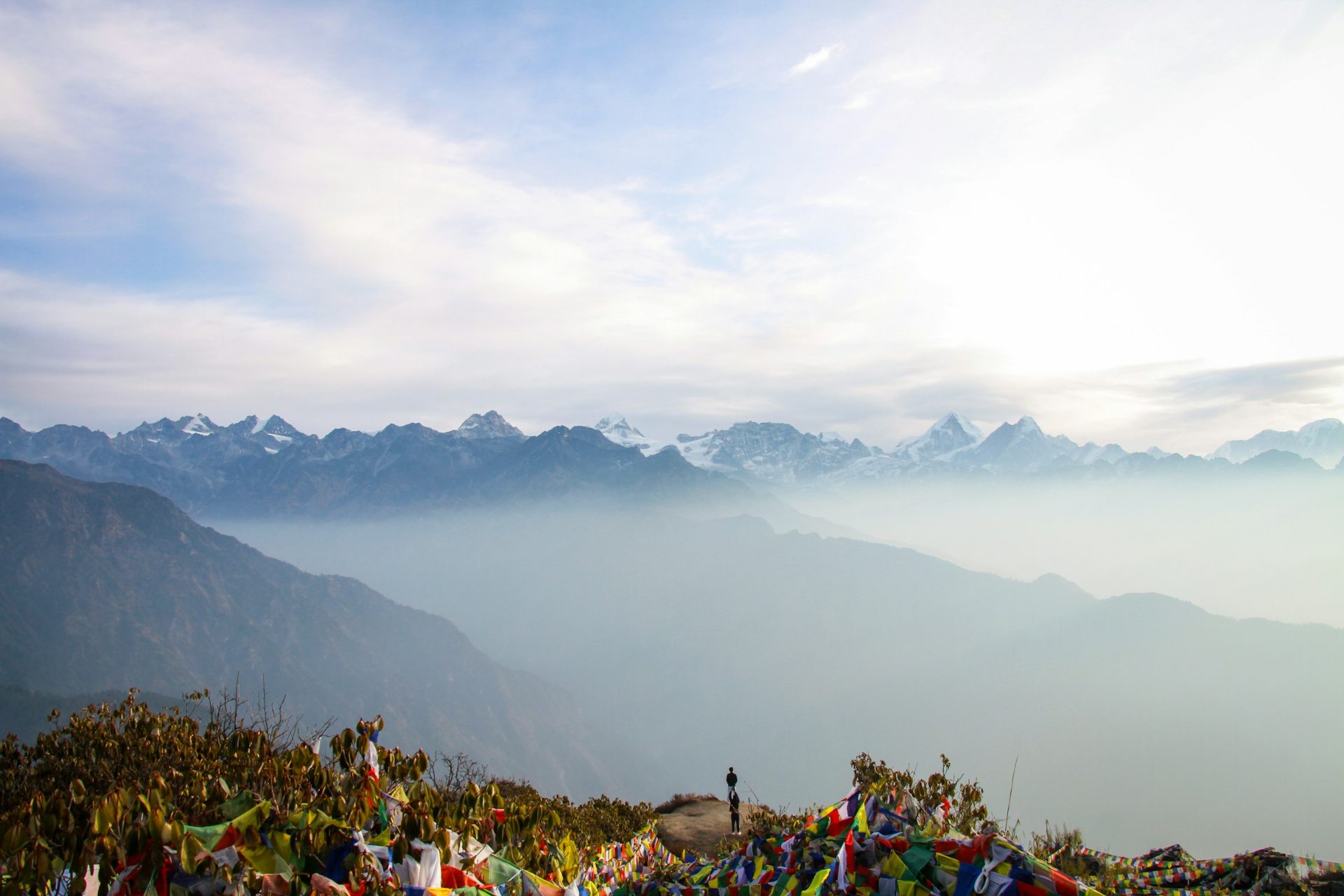 Himalayan peaks above the clouds from Ama Yangri in Helambu