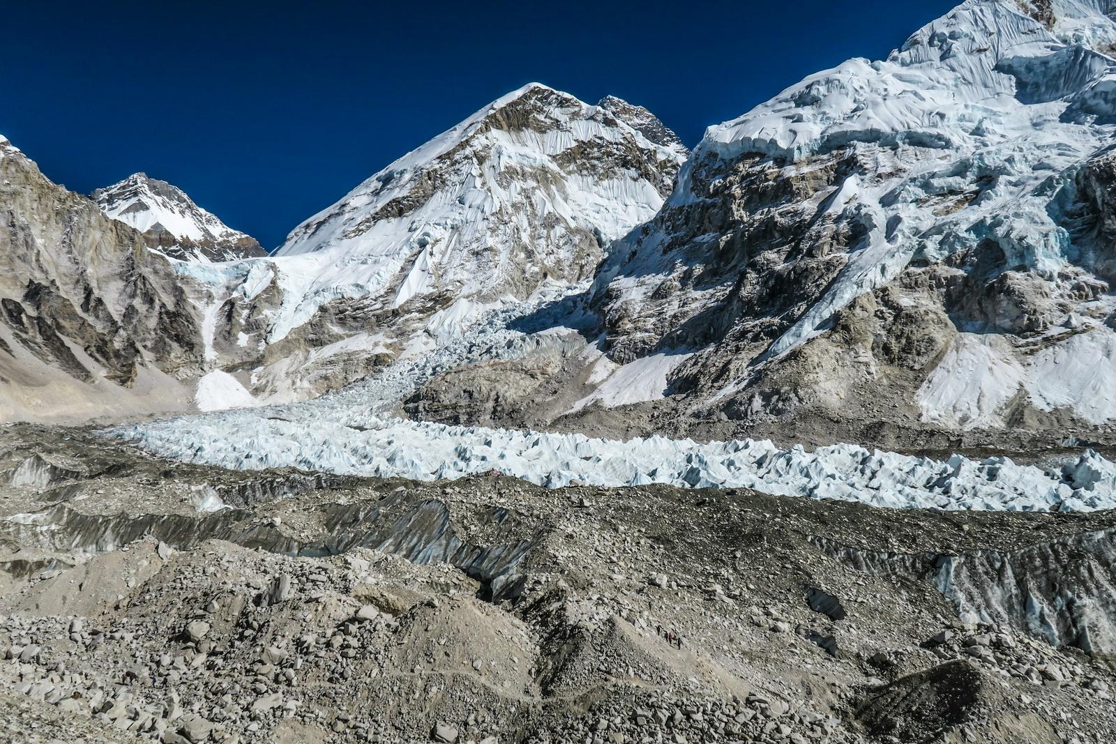 Khumbu Icefall and Everest Base Camp on the Everest Base Camp trek, Nepal