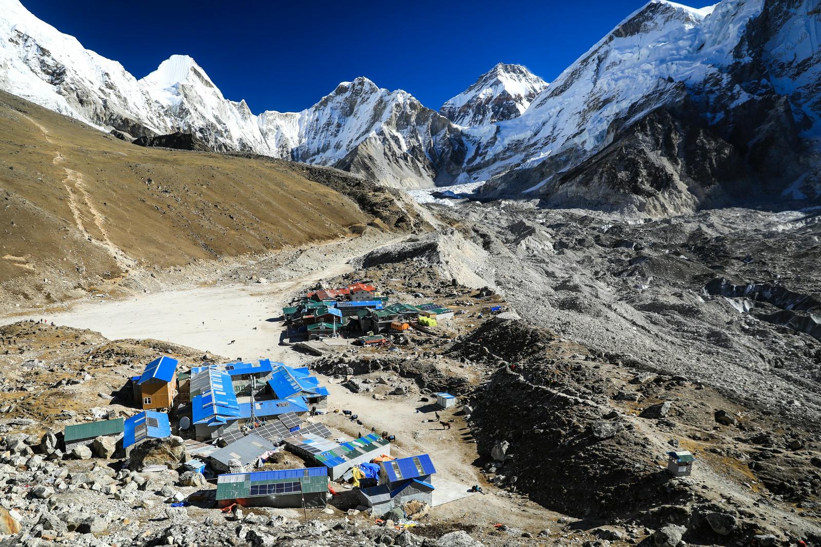 Teahouse lodges at Gorak Shep, the last stop before base camp on the Everest Base Camp trek
