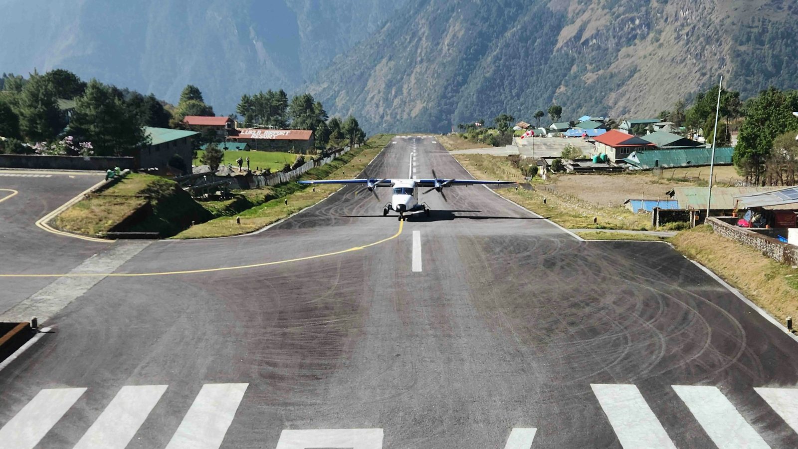 Plane landing at Lukla airport, the start of the Everest Base Camp trek