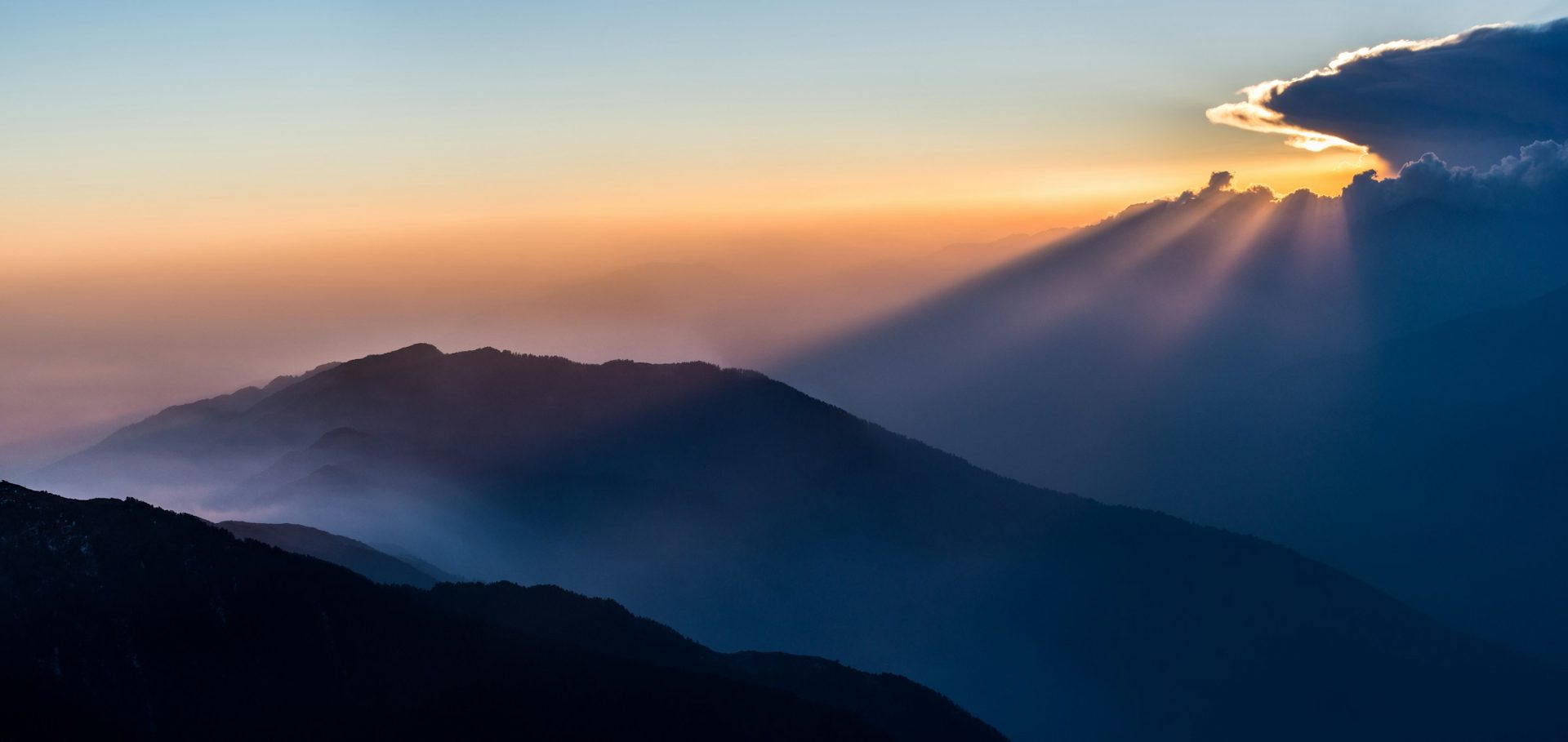 Sunrise over the Helambu ridges in Langtang National Park