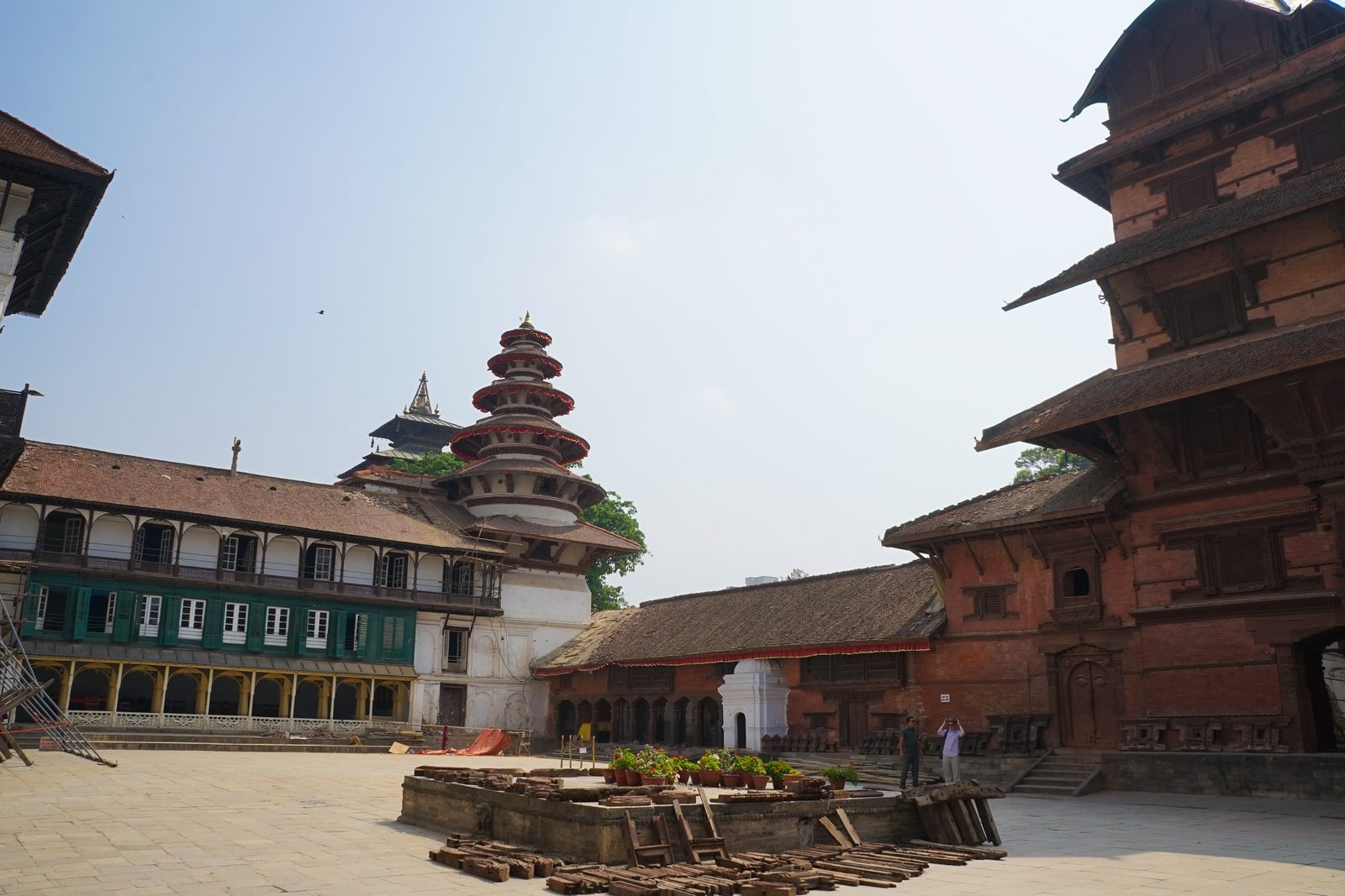 Kathmandu Durbar Square with the nine-storey Basantapur Tower of the Hanuman Dhoka royal palace, visited on the Kathmandu UNESCO World Heritage Sites tour.