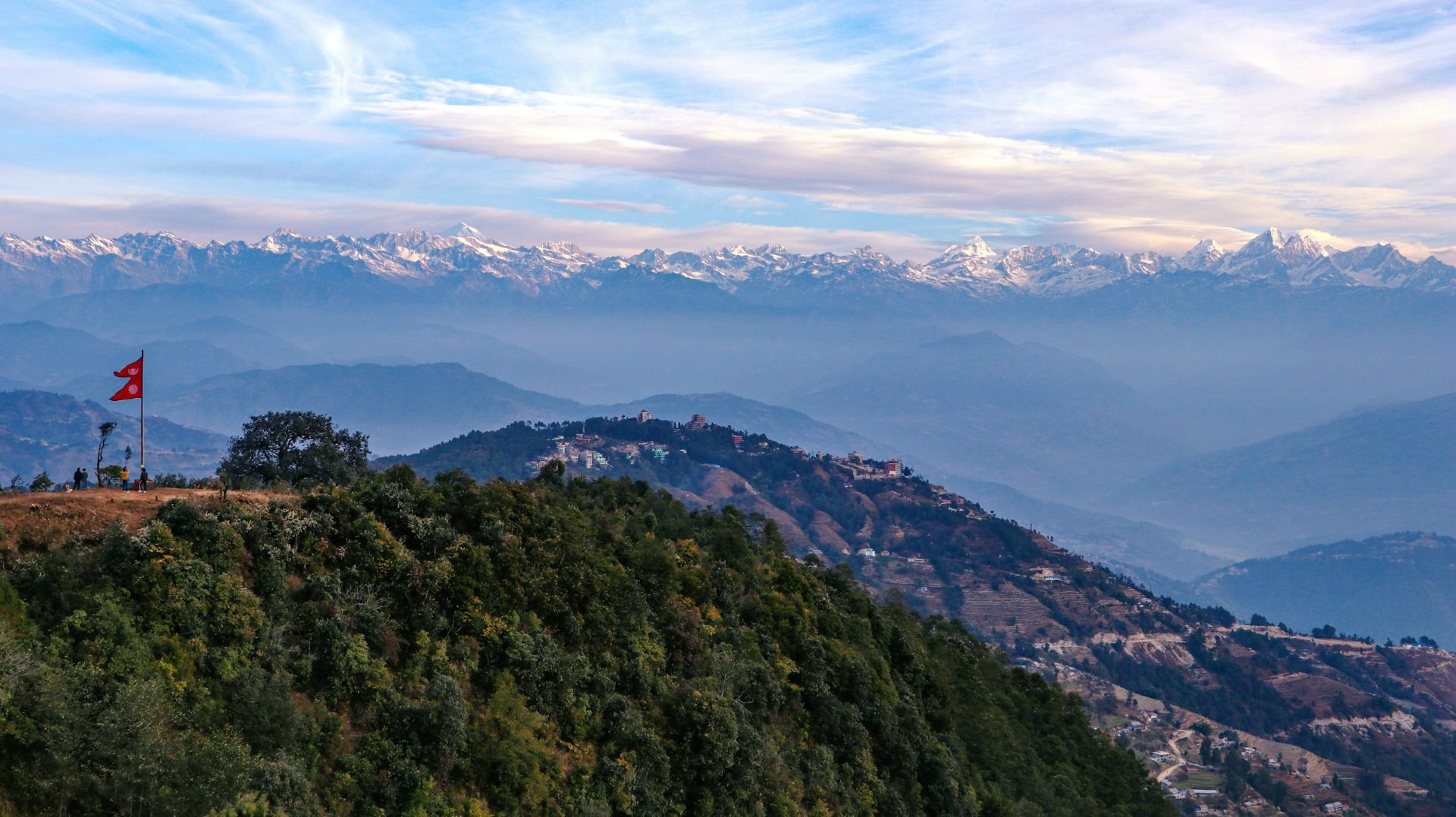 The Himalaya on the horizon from Nagarkot
